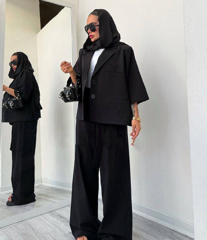 کت و شلوار باکسی زنانه جنس لینن