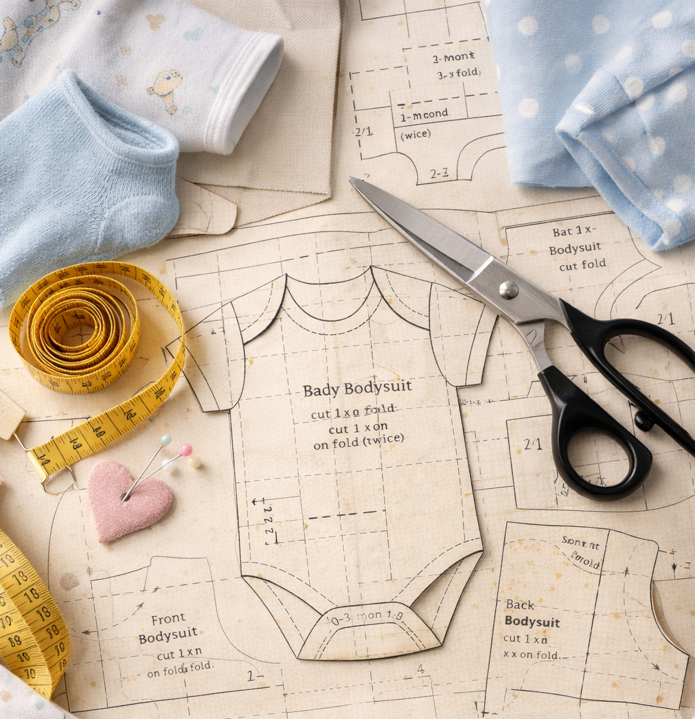 پک کامل الگو آماده خیاطی از نوزادی تا ۲ سال هر سایز جدا چاپ شده